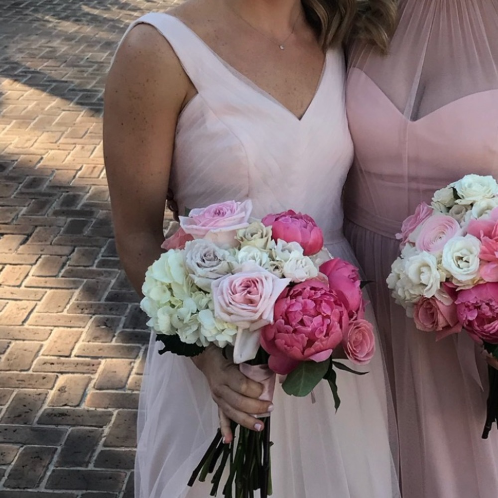 Monique Lhuillier Blush Bridesmaid Dress